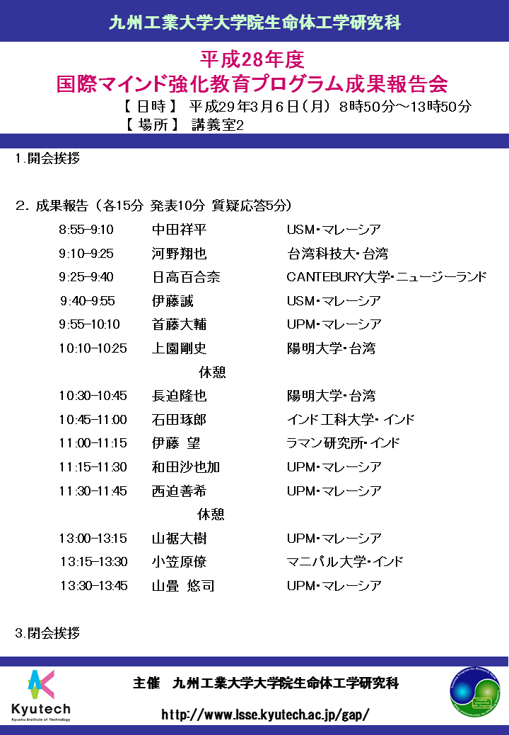 平成28年度国際マインド強化教育プログラム成果報告会